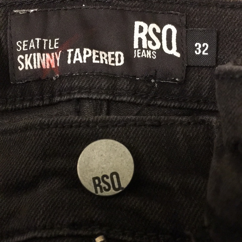 NWT RSQ Seattle Skinny Black Distressed Jeans: 32 - Picture 8 of 8